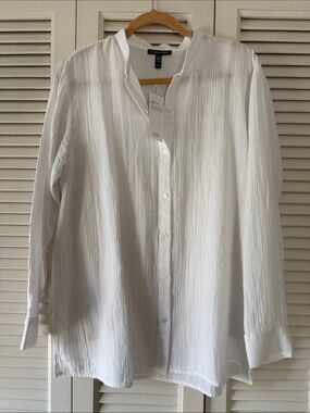 Eileen Fisher Mandarin Collar Shirt